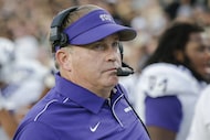WEST LAFAYETTE, IN - SEPTEMBER 14: Head coach Gary Patterson of the TCU Horned Frogs is seen...
