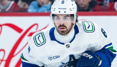 Vancouver Canucks forward Conor Garland, in action Monday, Jan. 12, 2026 in an NHL game versus the Montreal Canadiens at the Bell Centre in Montreal. (https://x.com/Canucks)