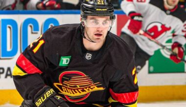 Vancouver Canucks forward Nils Hoglander, in action Friday, Jan. 23, 2026 during an NHL game versus the New Jersey Devils at Rogers Arena. (https://x.com/Canucks)