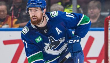 Vancouver Canucks defenceman Filip Hronek moves up ice against the Anaheim Ducks during NHL action Thursday, Jan. 29, 2026 at Rogers Arena in Vancouver (https://x.com/Canucks photo)