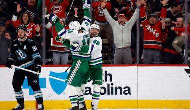 Hurricanes become 3rd NHL team to rally from 2 goals down in final 2 minutes to win in regulation