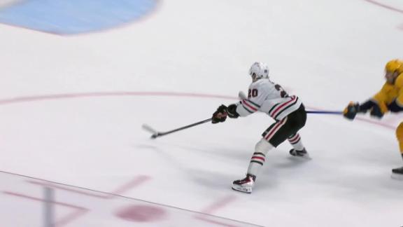 Drew Commesso makes 37 saves for 1st NHL shutout and victory, Blackhawks beat Predators 3-0