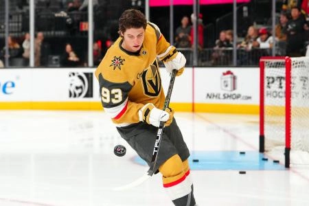 Dec 17, 2025; Las Vegas, Nevada, USA; Vegas Golden Knights right wing Mitch Marner (93) warms up before a game against the New Jersey Devils at T-Mobile Arena. Mandatory Credit: Stephen R. Sylvanie-Imagn Images Dec 17, 2025; Las Vegas, Nevada, USA; Vegas Golden Knights right wing Mitch Marner (93) warms up before a game against the New Jersey Devils at T-Mobile Arena. Mandatory Credit: Stephen R. Sylvanie-Imagn Images