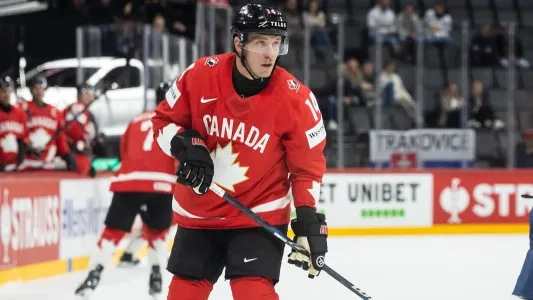 Former Vancouver Canucks captain Bo Horvat at the 2025 IIHF World Championship.