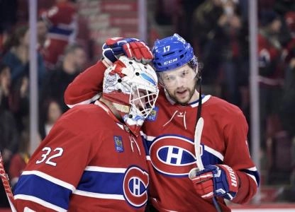 Dec 20, 2025; Montreal, Quebec, CAN; Montreal Canadiens goalie Jacob Fowler (32) and teammate forward Josh Anderson (17) celebrate the win against the Pittsburgh Penguins at the Bell Centre. Mandatory Credit: Eric Bolte-Imagn Images Dec 20, 2025; Montreal, Quebec, CAN; Montreal Canadiens goalie Jacob Fowler (32) and teammate forward Josh Anderson (17) celebrate the win against the Pittsburgh Penguins at the Bell Centre. Mandatory Credit: Eric Bolte-Imagn Images