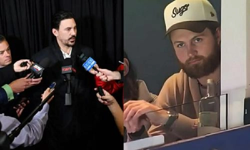 NHL Head of Player Safety George Parros (left) and Toronto Maple Leafs forward William Nylander (right)
