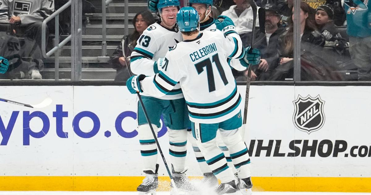 Celebrini extends point streak to 12 games as Sharks beat Kings 4-3 in overtime | National Sports