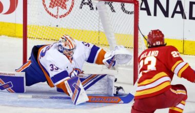 Klapka's goal and assist help power the Flames to a 4-2 win over the Islanders |