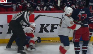 Matthew Tkachuk sticks Josh Morrissey with a cheap shot and then gets blindside smoked by Adam Lowry