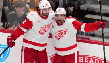 First-place Red Wings settle for a point in OT loss against Penguins