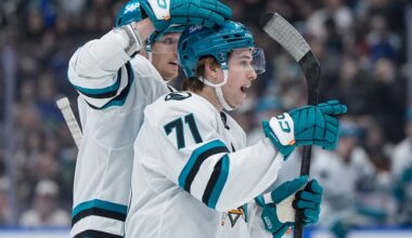 Macklin Celebrini, San Jose Sharks blast Vancouver Canucks to start trip