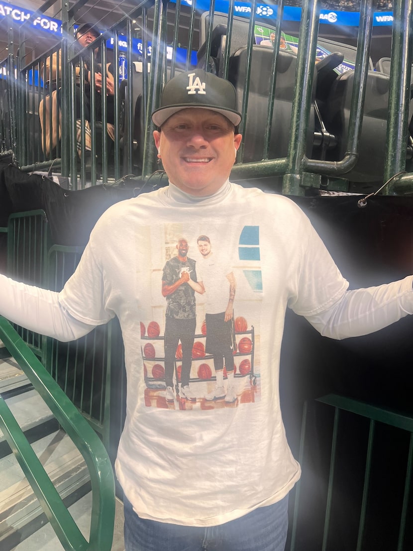 Jeff Lampkin, donning a t-shirt with Kobe Bryant and Lakers star Luka Doncic, was among...