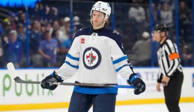 Jets defenceman Colin Miller exits vs. Devils with lower-body injury