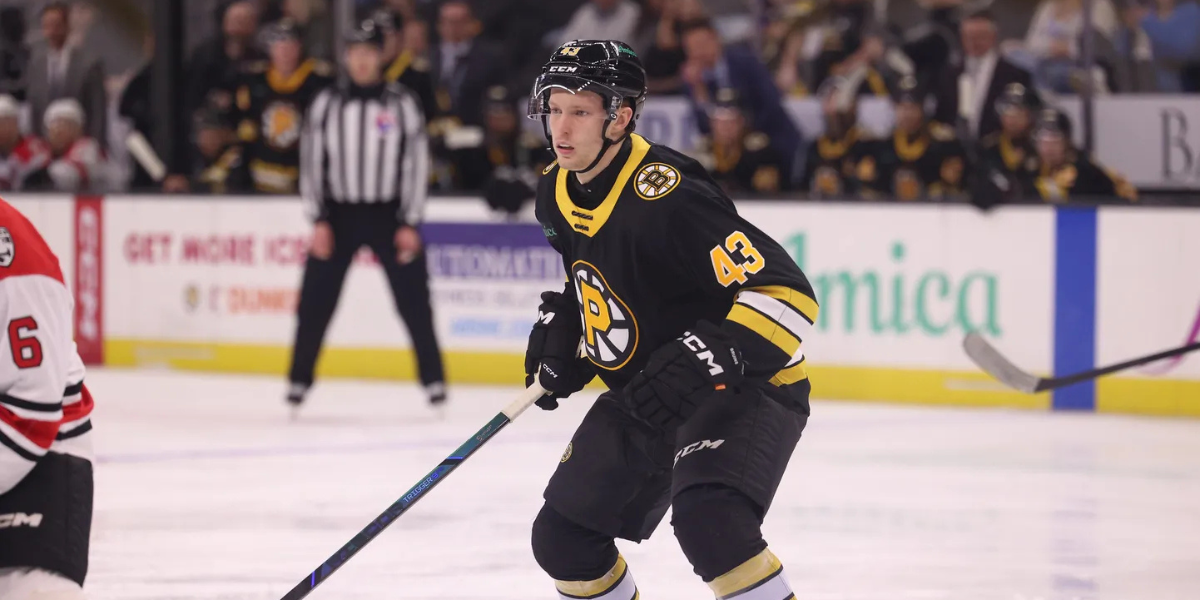 Dans Locmelis skating for the Providence Bruins