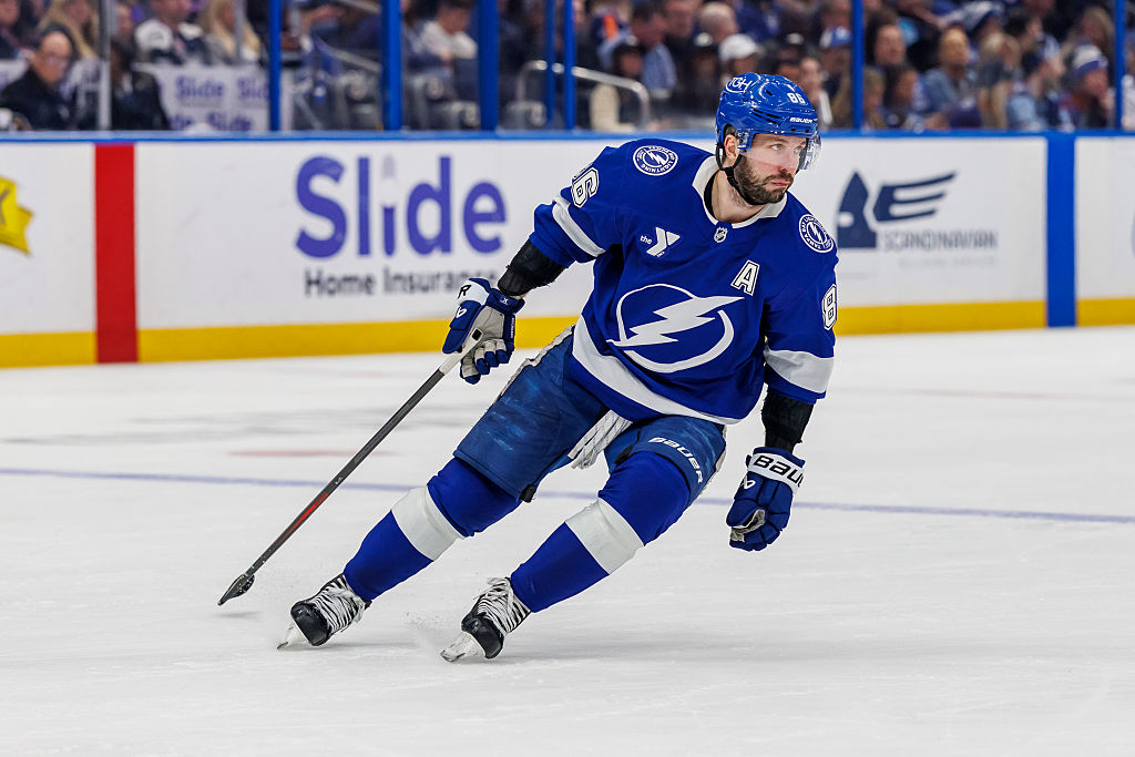 TAMPA, FL - JANUARY 26: Nikita Kucherov #86 of the Tampa Bay Lightning against the Utah Mammoth at Benchmark International Arena on January 26, 2026 in Tampa, Florida. (Photo by Mark LoMoglio/NHLI via Getty Images)
