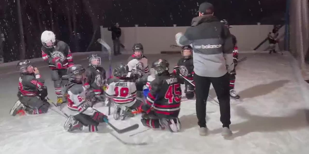 Coach turns backyard into 80-foot ice rink each year to serve youth hockey team