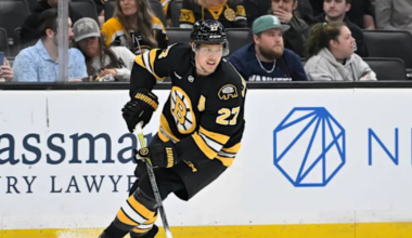 Hampus Lindholm skating for the Boston Bruins 2025