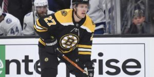 Hampus Lindholm skating for the Boston Bruins