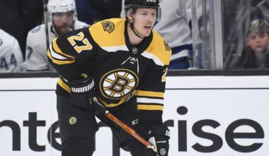Hampus Lindholm skating for the Boston Bruins