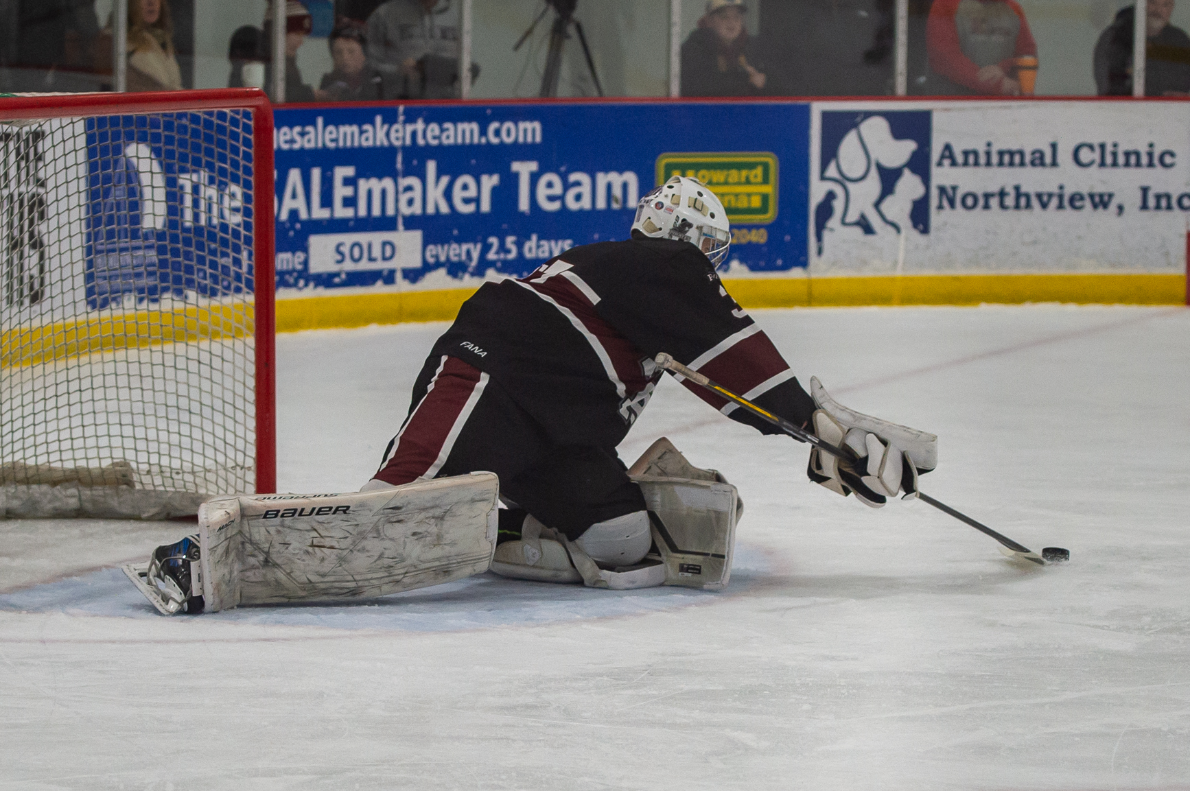 Rocky River's goalie makes a save against Mentor on Jan....