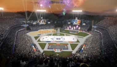Vin Scully Part Of NHL Stadium Series Game At Dodger Stadium