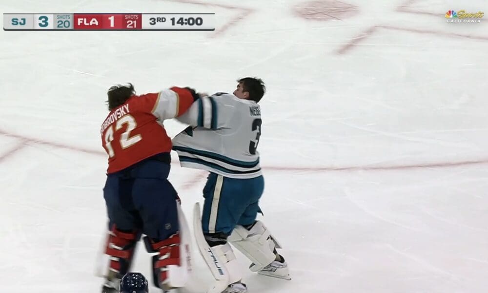 GOTTA SEE IT: Goalie Fight! Nedeljkovic Battles Bobrovsky