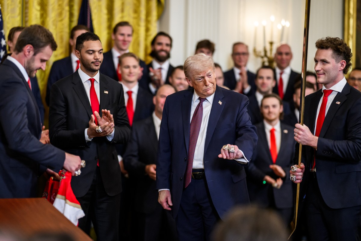 President Donald Trump and members of the 2025 Stanley Cup champion Florida Panthers, Thursday, January 15, 2026, on the West Colonnade of the White House. (Official White House Photo by Daniel Torok)