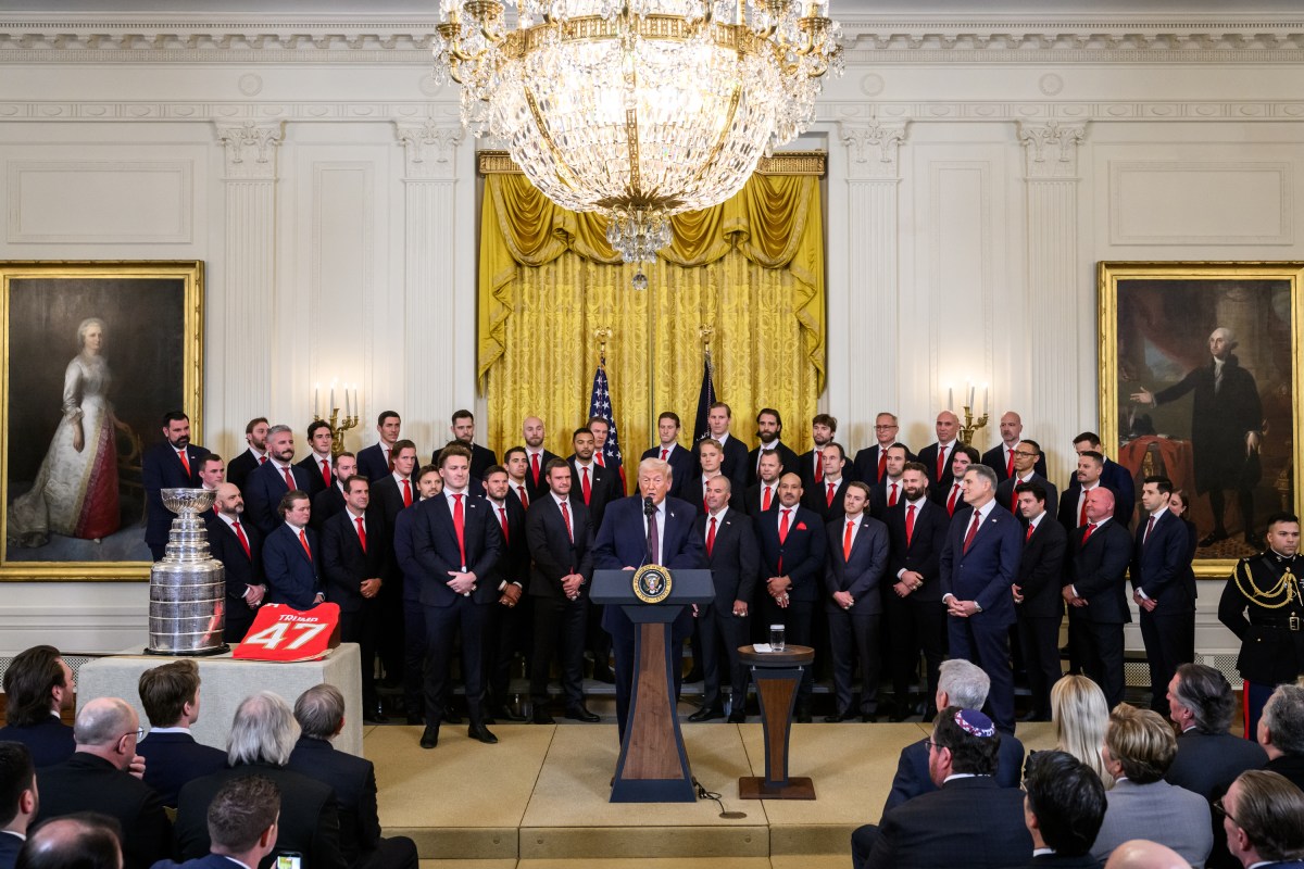 President Donald Trump delivers remarks at an event honoring the 2025 Stanley Cup champion Florida Panthers, Thursday, January 15, 2026, in the East Room of the White House. (Official White House Photo by Molly Riley)