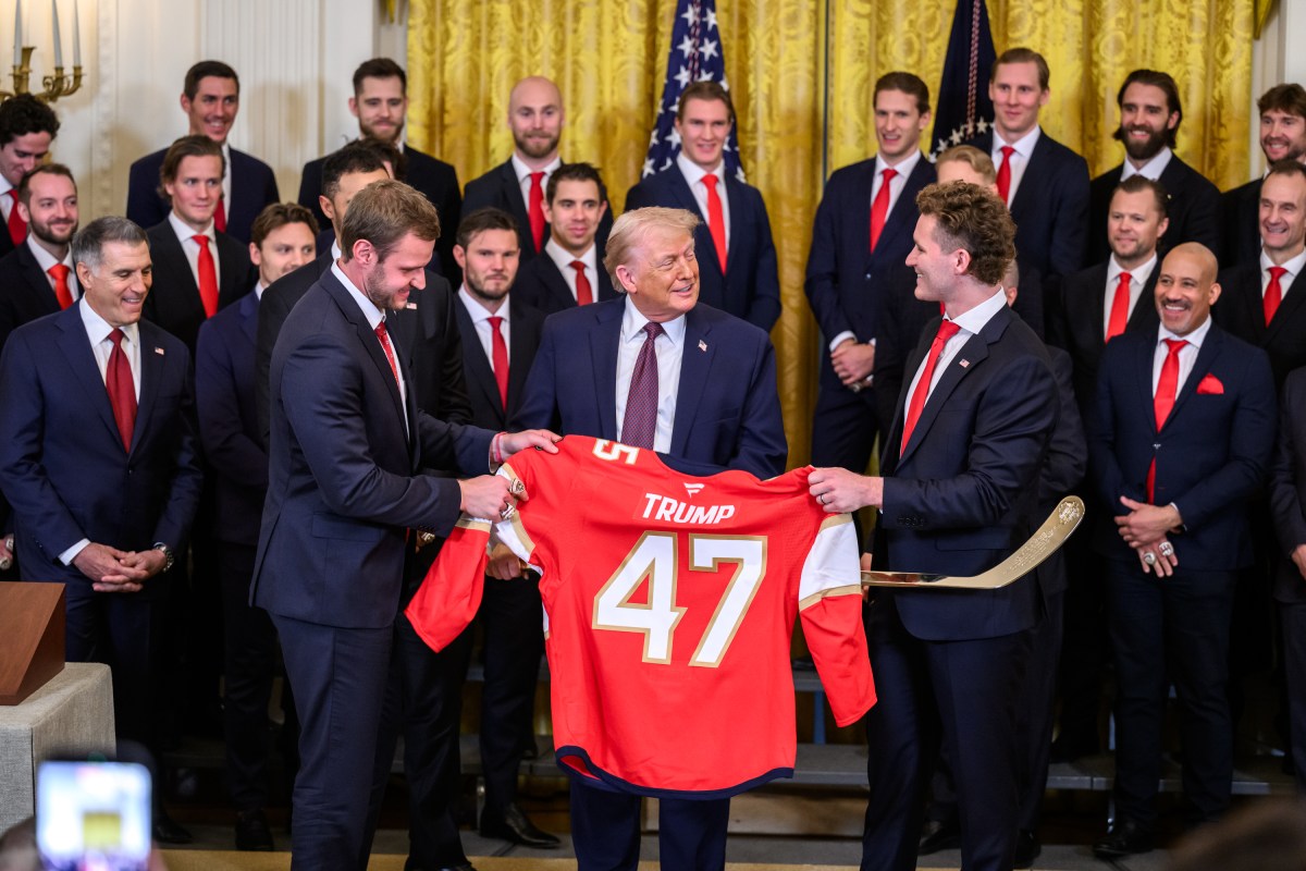 President Donald Trump delivers remarks at an event honoring the 2025 Stanley Cup champion Florida Panthers, Thursday, January 15, 2026, in the East Room of the White House. (Official White House Photo by Molly Riley)