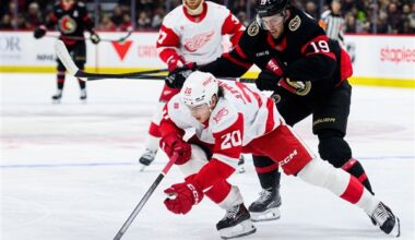 Red Wings pounce on Senators early, hold on for 5-3 win