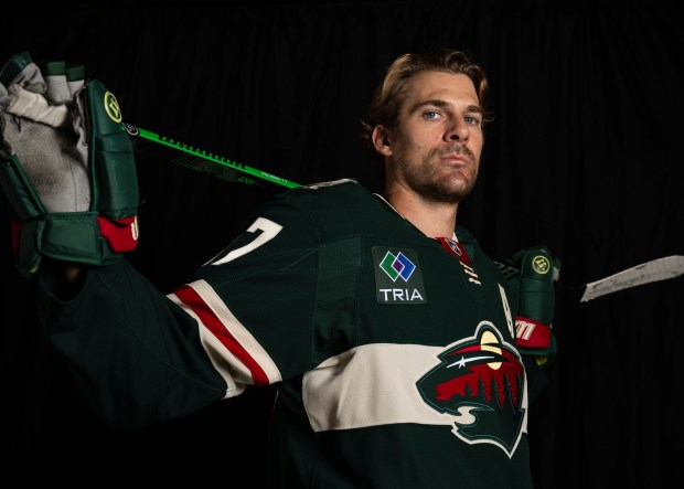 Minnesota Wild left wing Marcus Foligno (17) is photographed during the team's media day in St. Paul on Wednesday, Sept. 18, 2024. (John Autey / Pioneer Press).