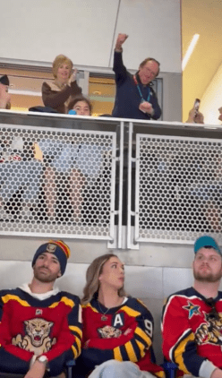 Sam Rosen celebrates a Rangers goal at the Winter Classic on Friday  in Miami.