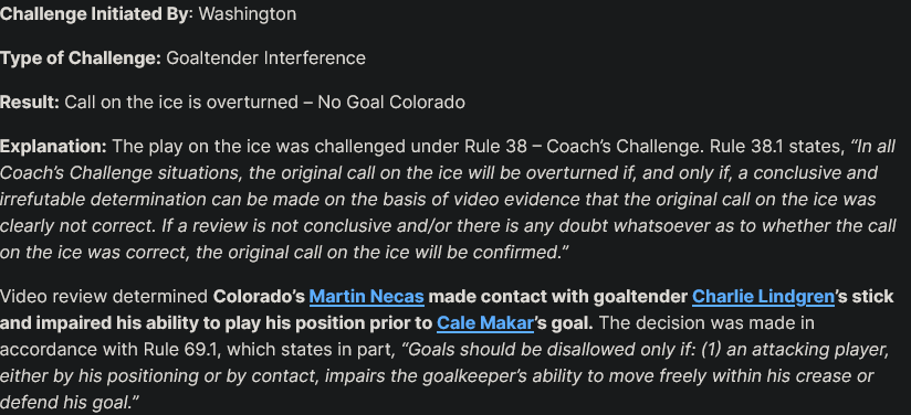 Screenshot 2026 01 20 at 12 16 28 Coachs Challenge WSH @ COL %E2%80%93 11 05 of the Third Period NHL.com