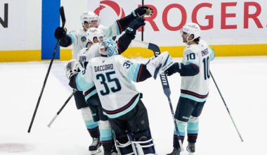 Seattle Kraken Matty Beniers shootout winner Vancouver Canucks 2026...