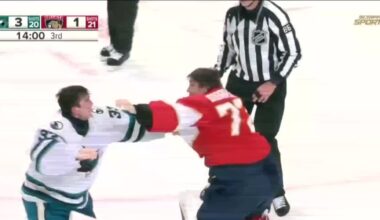Panthers fan witnesses rare goalie fight on mom's birthday celebration