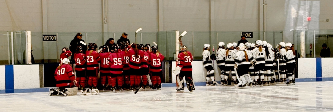 The Pope Francis and Longmeadow girls' hockey teams competed against each other on 01/03/26.