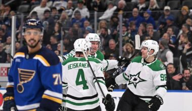 Thomas Harley’s late goal helps Stars survive rally, slip past Blues with another win