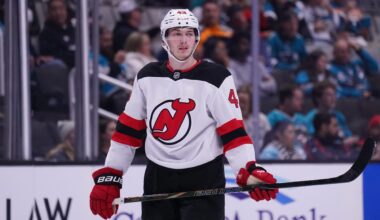 Devils’ Luke Hughes dislocates shoulder against Flames