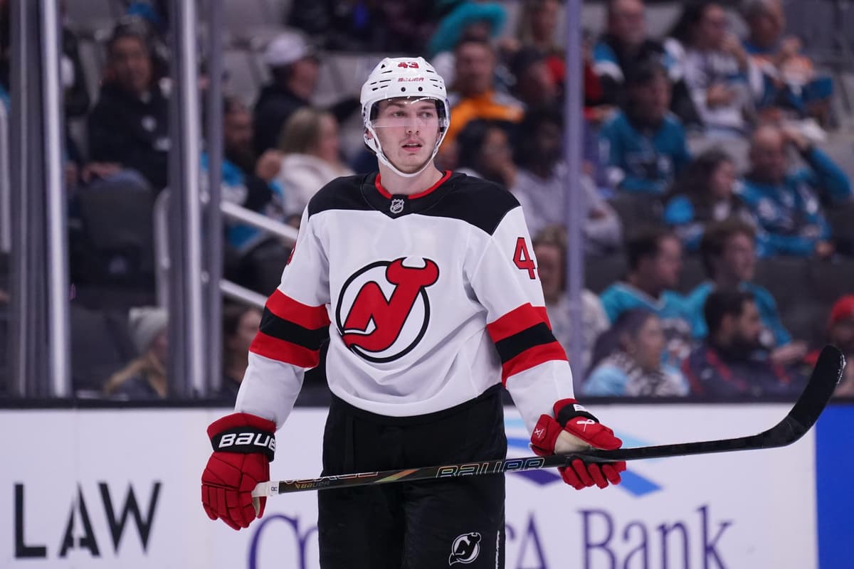 Devils’ Luke Hughes dislocates shoulder against Flames
