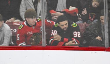PCA and Caleb Williams bromance at Blackhawks game