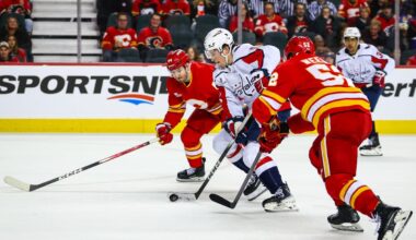 Flames goals remain on vacation, Capitals swarm Cooley in another home loss