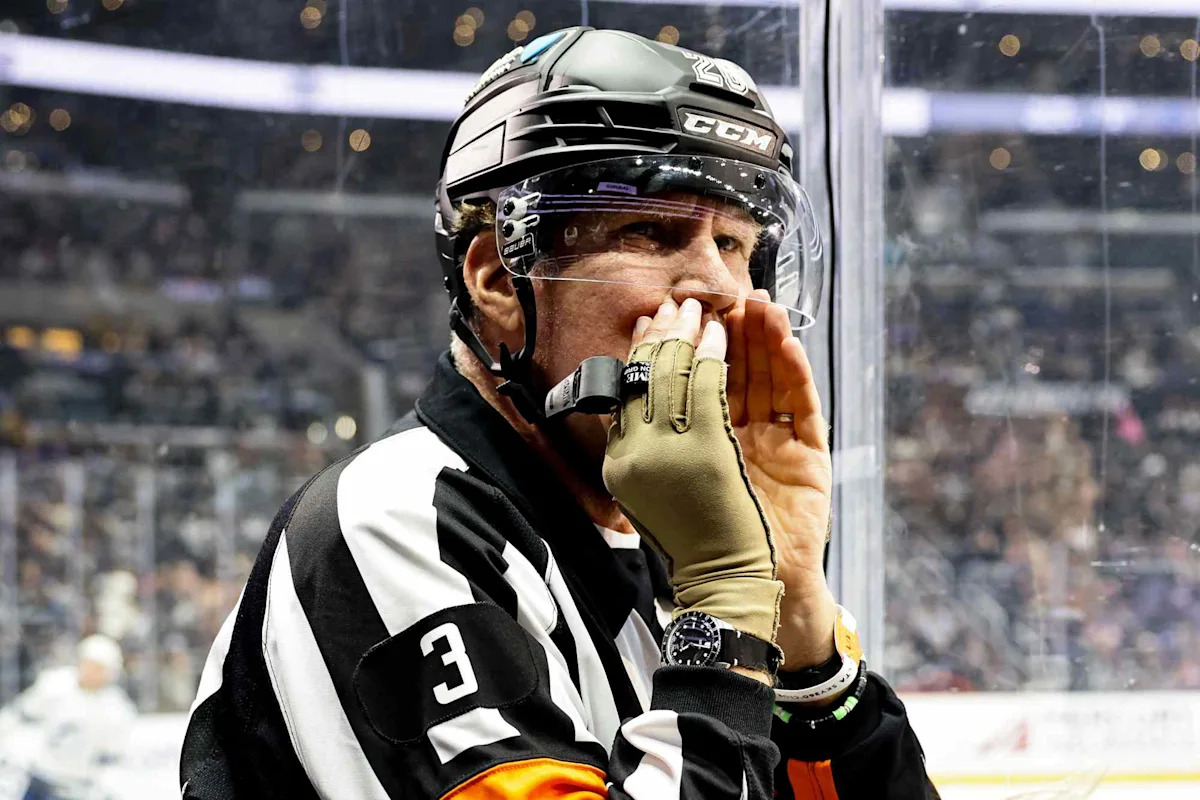 Will Ferrell dresses up as hockey referee for NHL game a year after showing up as beer-guzzling Buddy the Elf