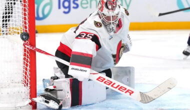 Linus Ullmark returns from leave to skate with Ottawa Senators at practice