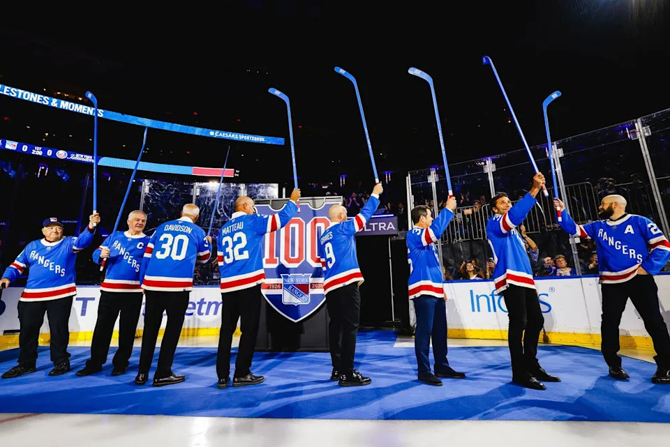 Michelle Farsi/MSG Sports New York Rangers Legends During a Centennial Night Celebration