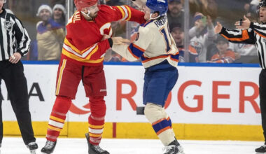 ‘Runaway freight train’: Kevin Bahl becoming big-hit threat for Flames