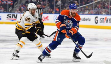 Pastrnak leads Bruins past Oilers 6-2 to stop 6-game slide