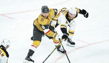 Golden Knights begin northeast trek against Bruins