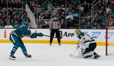 Celebrini celebrates Team Canada selection by leading Sharks past Wild 4-3 in shootout :: WRALSportsFan.com
