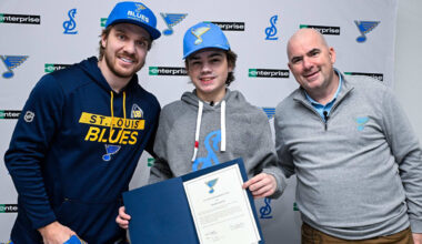 Blues host Make-A-Wish kid at practice