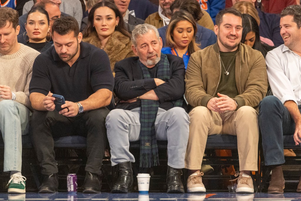 New York Knicks owner James Dolan sits court side during the first half at Madison Square Garden.